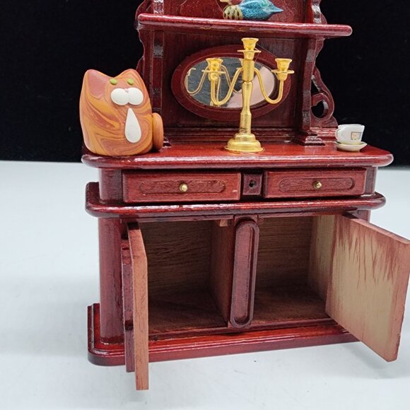 Antique Style Miniature Dollhouse Furniture Hutch Chair & Accessories - Picture 10 of 10